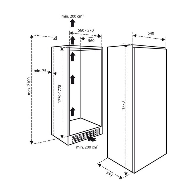 Inventum  IKK1785S | Inbouw koeler 178 cm
