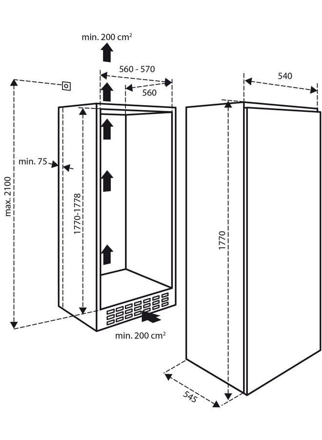 Inventum IKK1785S | Inbouw koeler 178 cm
