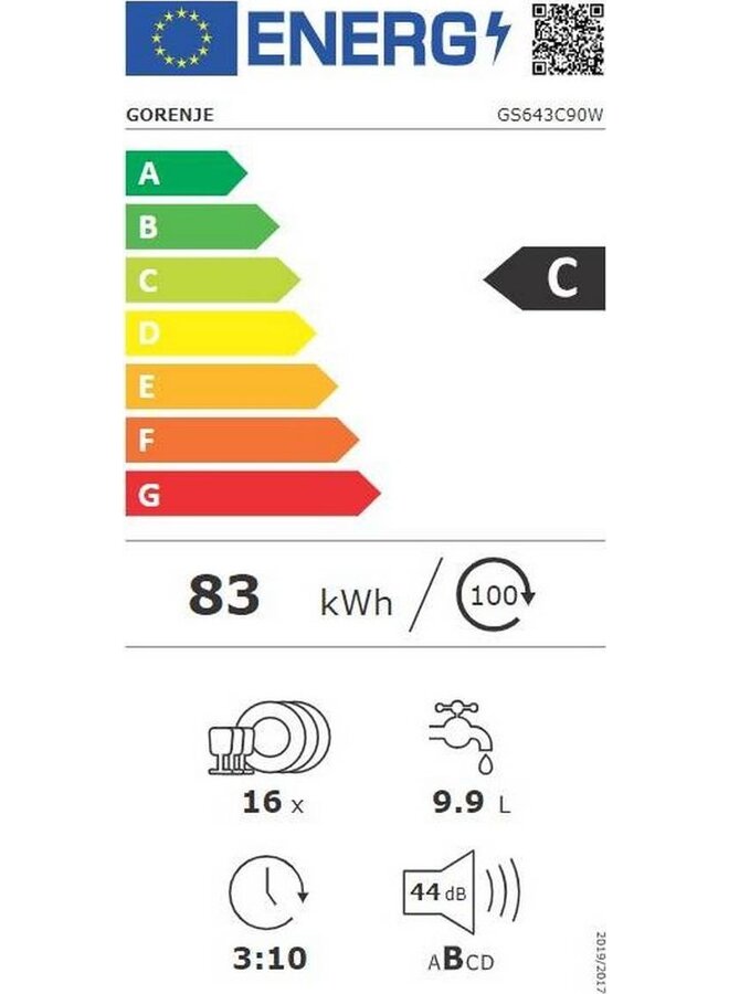 Gorenje GS643C90W | Vrijstaande vaatwasser | Wit
