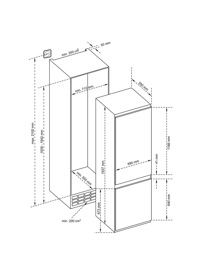 Inventum IKV1947S | Inbouw koelvriescombinatie | Nis 194 cm