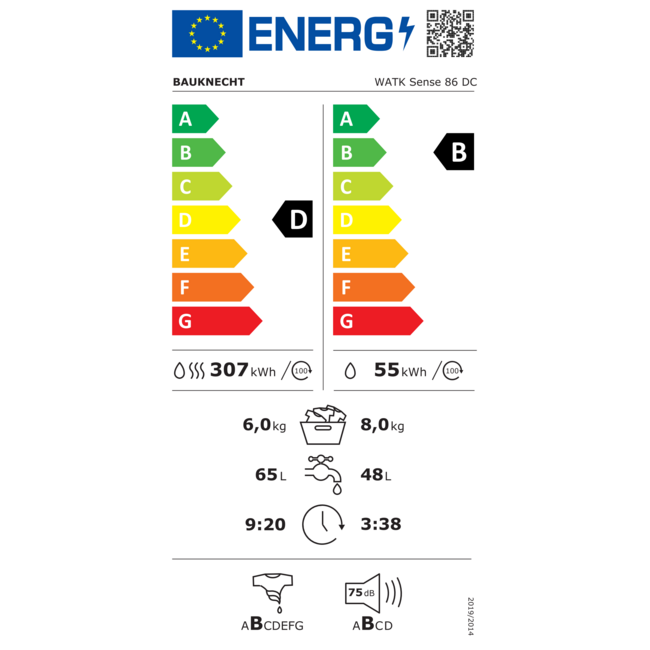 Bauknecht WATK Sense 86 DC | wasdroogcombinatie | 8-6 kg