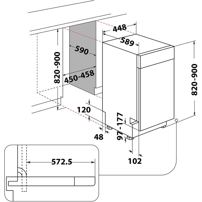 Bauknecht BSUO 3O23 PF X  | Onderbouw vaatwasser | 45 cm | RVS