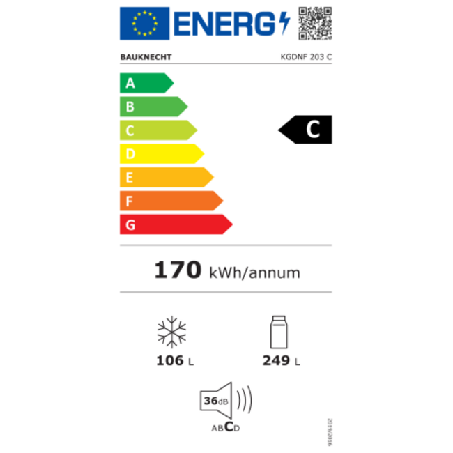 Bauknecht KGDNF 203 C | Koelvriescombinatie | RVS | C label