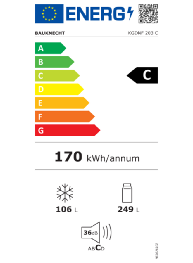 Bauknecht KGDNF 203 C | Koelvriescombinatie | RVS | C label