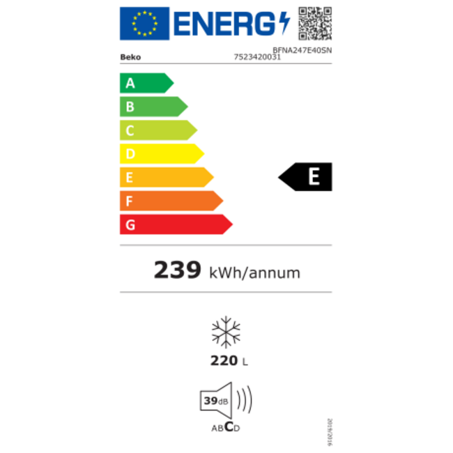 Beko  BFNA247E40SN | Inbouw vriezer | 178 cm | Nofrost