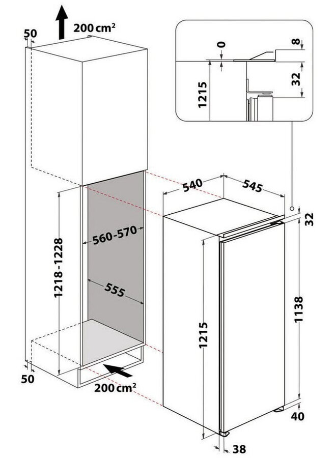 Privileg PRCI 12GF2 | Inbouw koelkast | 122 cm