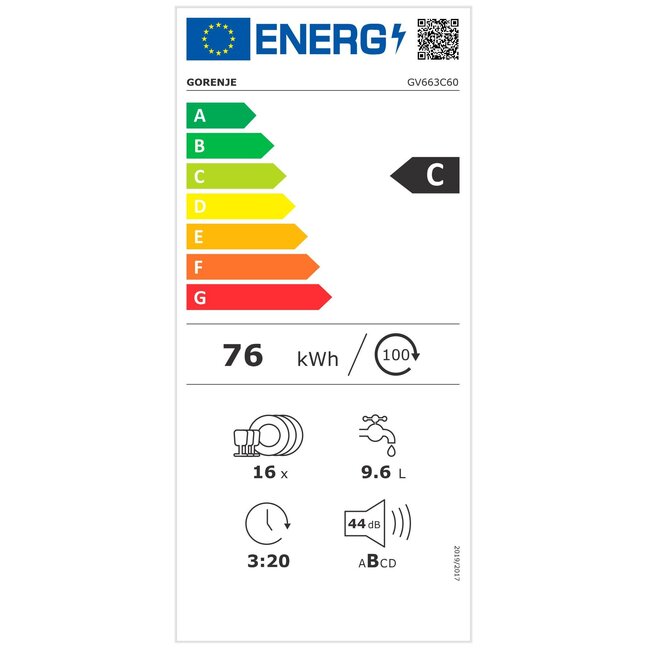 Gorenje GV663C60 | Inbouw vaatwasser | label C