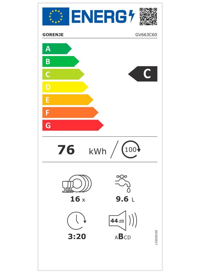 Gorenje GV663C60 | Inbouw vaatwasser | label C