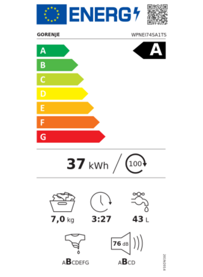 Gorenje WPNEI74SA1TS | Wasmachine | Klasse A