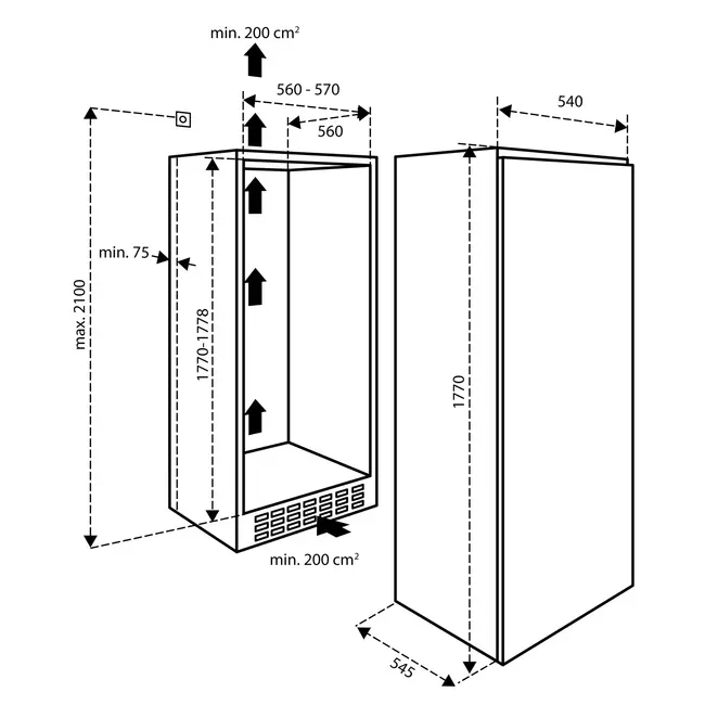 Inventum  IVR1785S | Inbouw vrieskast | 178 cm | Nofrost