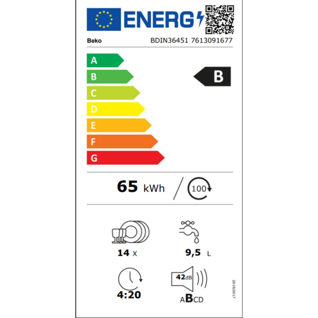 Beko  BDIN36451 | Inbouw vaatwasser | 60 cm | Energieklasse B
