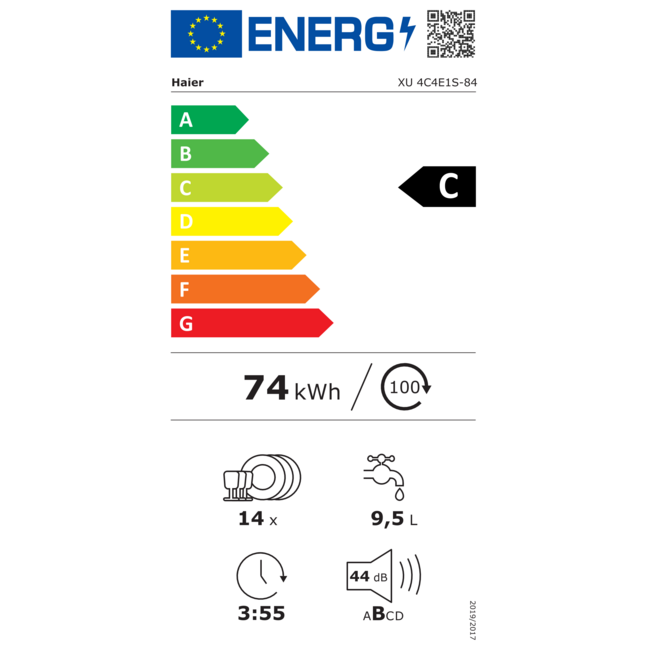 Haier XU 4C4E1S-84 | Onderbouw vaatwasser | RVS