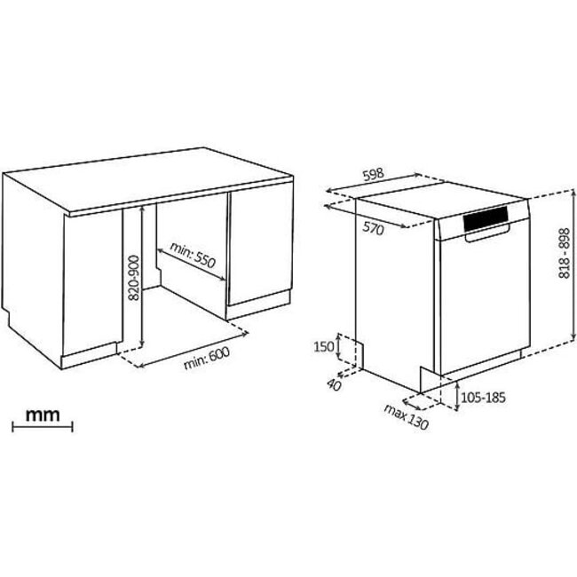 Haier XU 4C4E1S-84 | Onderbouw vaatwasser | RVS