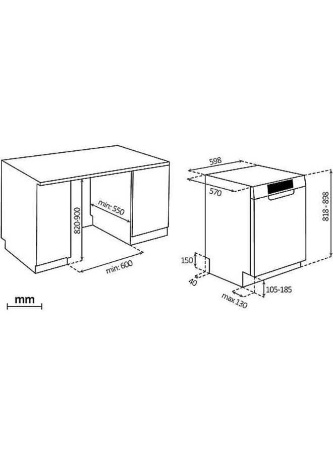 Haier XU 4C4E1S-84 | Onderbouw vaatwasser | RVS