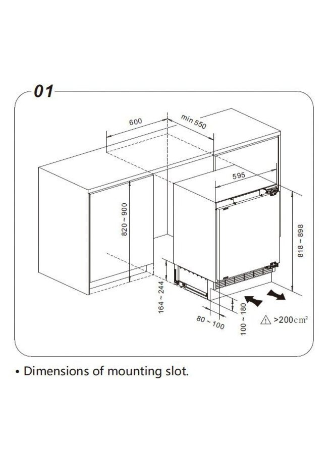 Hanseatic HEKS8260GD | Onderbouw koelkast | Nis 82