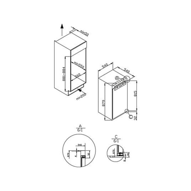 Koenic KOENIC KBK 8811 E DOD | Inbouw koelkast 88 cm