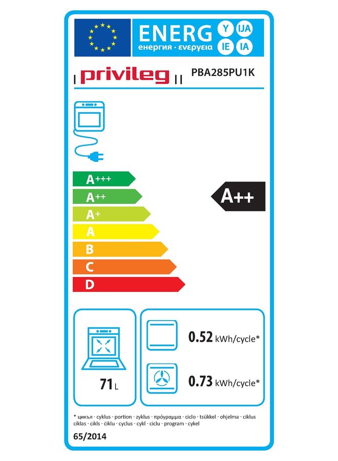 Privileg ( Bauknecht ) PBA285PU1K | Inbouw oven | Pyrolyse