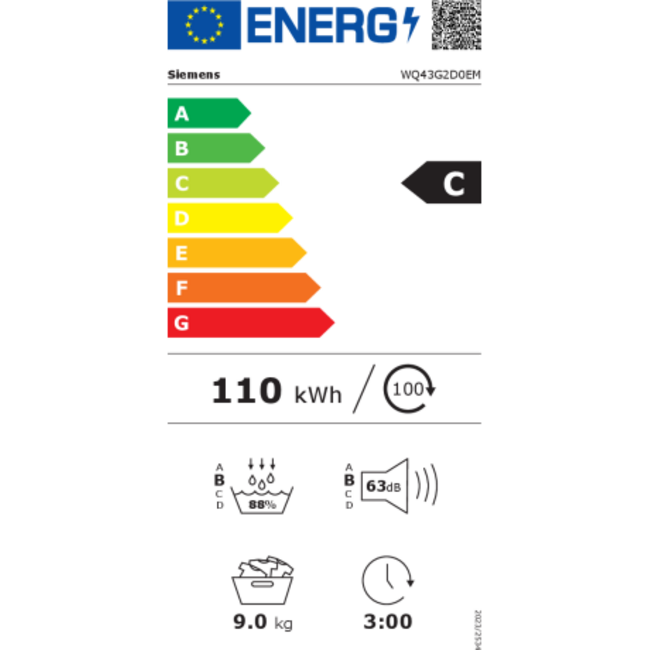 Siemens WQ43G2D0EM | Warmtepompdroger | 9 kg