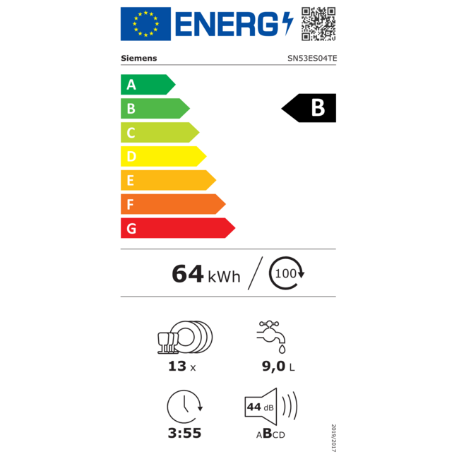Siemens SN53ES04TE | Half geintegreerde vaatwasser | Autodeur