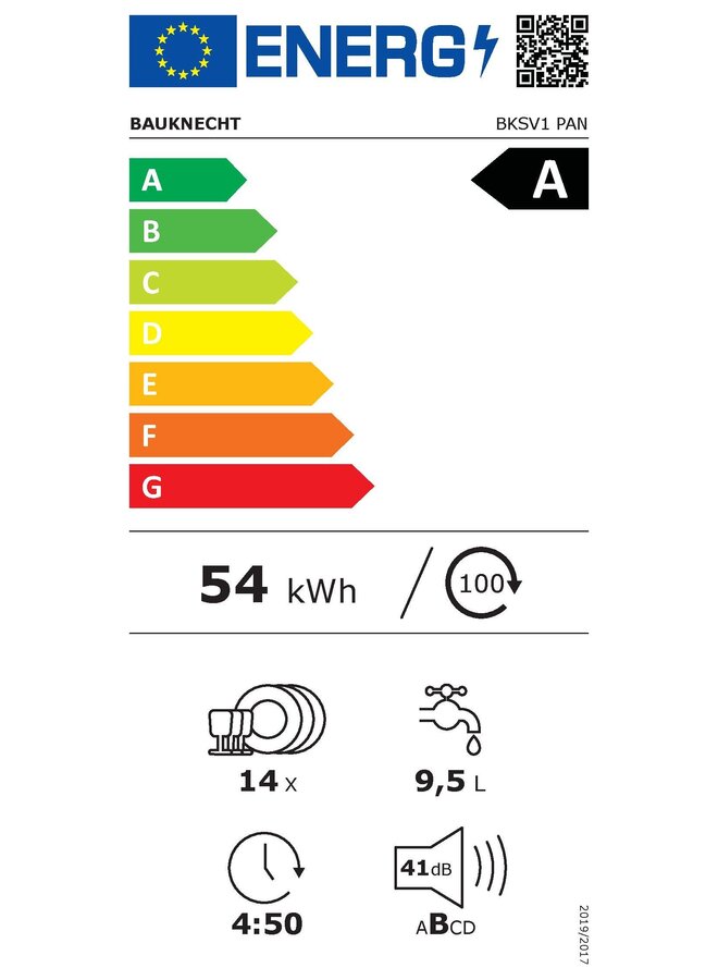 Bauknecht BKSV1 PAN | Half geintegreerde vaatwasser | A