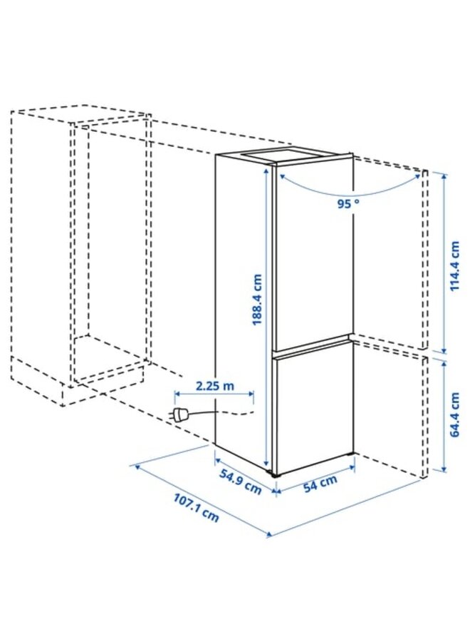 Ikea KÖLDGRADER | Inbouw koelvriescombinatie | 188 cm