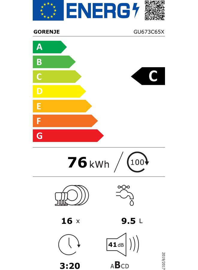 Gorenje GU673C65X | Onderbouw vaatwasser | RVS | C
