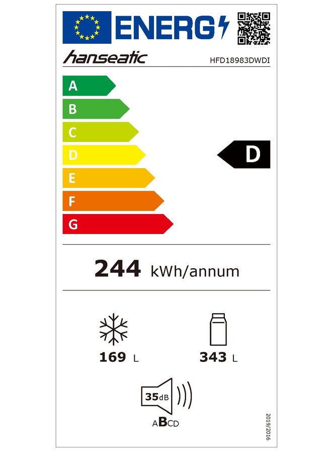 Hanseatic HFD18983DWDI | French Door Amerikaanse koelkast | 83.5 cm