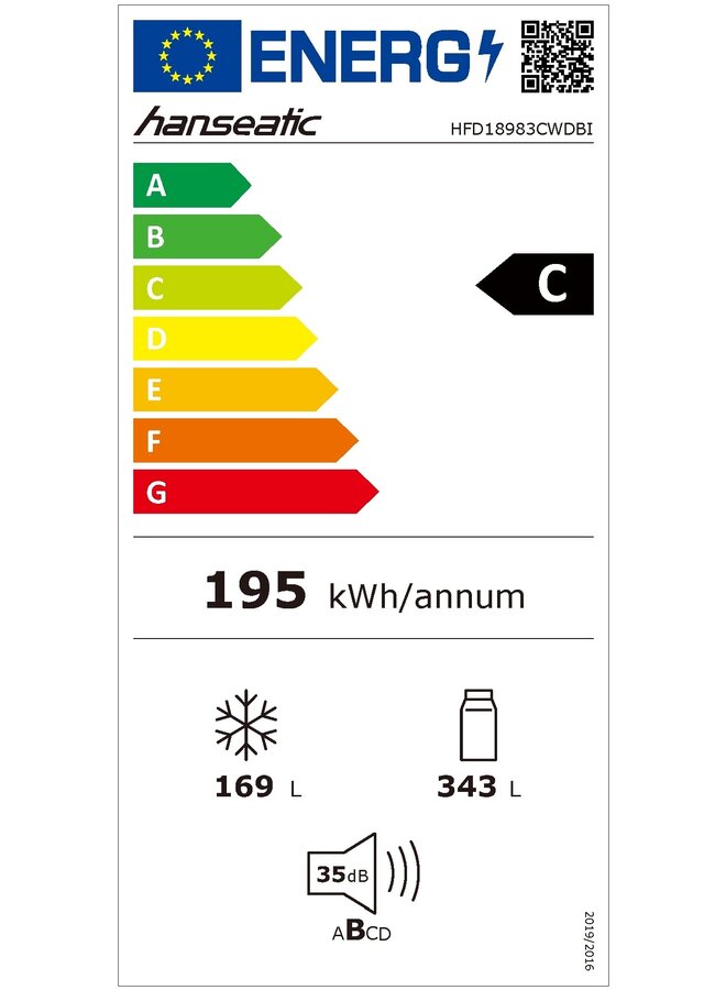 Hanseatic HFD18983CWDBI | French Door | Amerikaanse koelkast