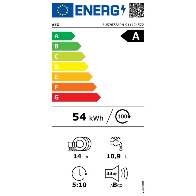 AEG FUS7672APM | Onderbouw vaatwasser | A label