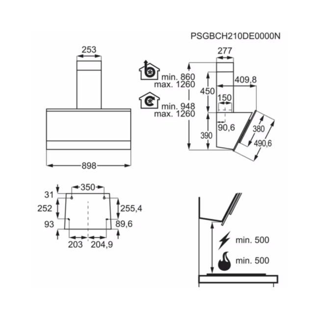 AEG DD5961V Afzuigkap | 90 cm | Zwart RVS