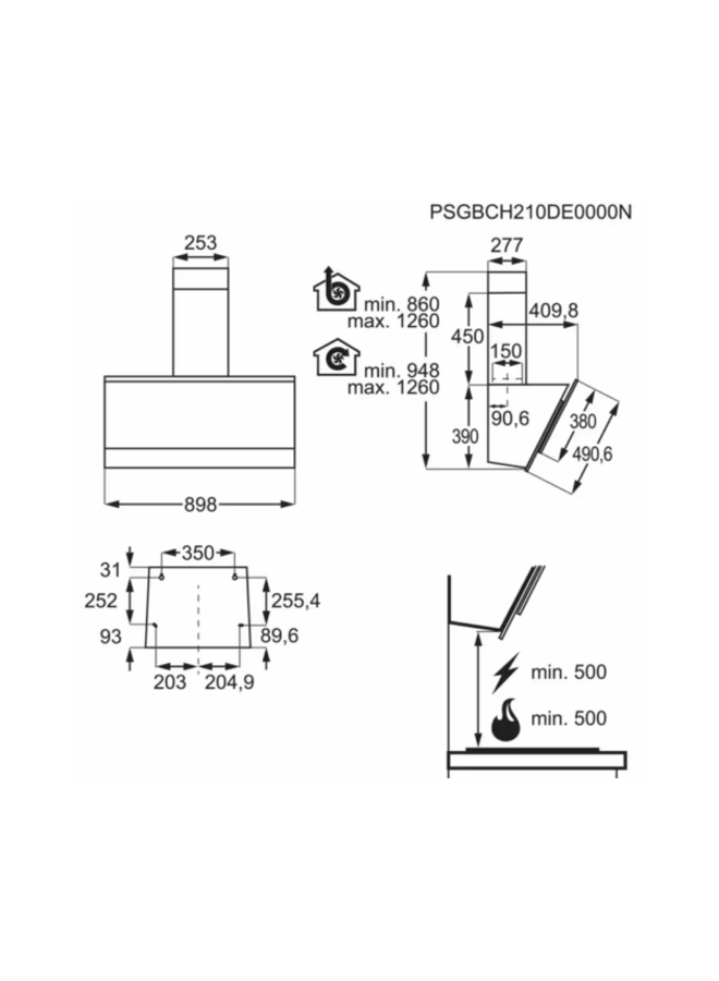 AEG DD5961V Afzuigkap | 90 cm | Zwart RVS