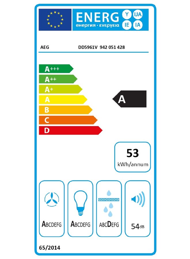 AEG DD5961V Afzuigkap | 90 cm | Zwart RVS