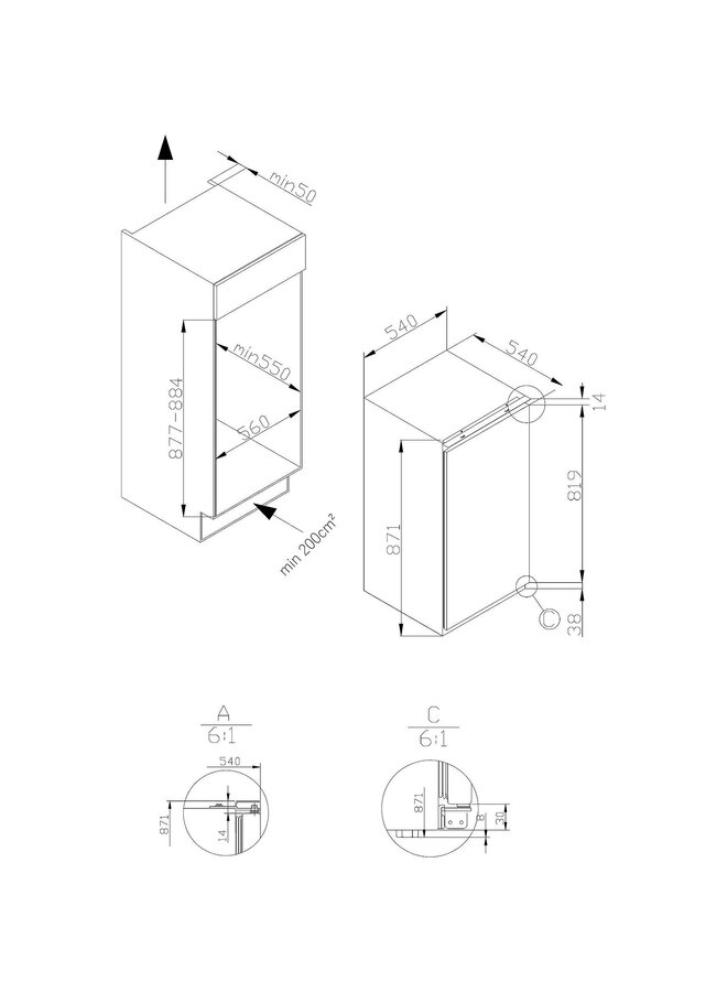 Amica EGS 16173/1 | Inbouw vrieskast | 88 cm