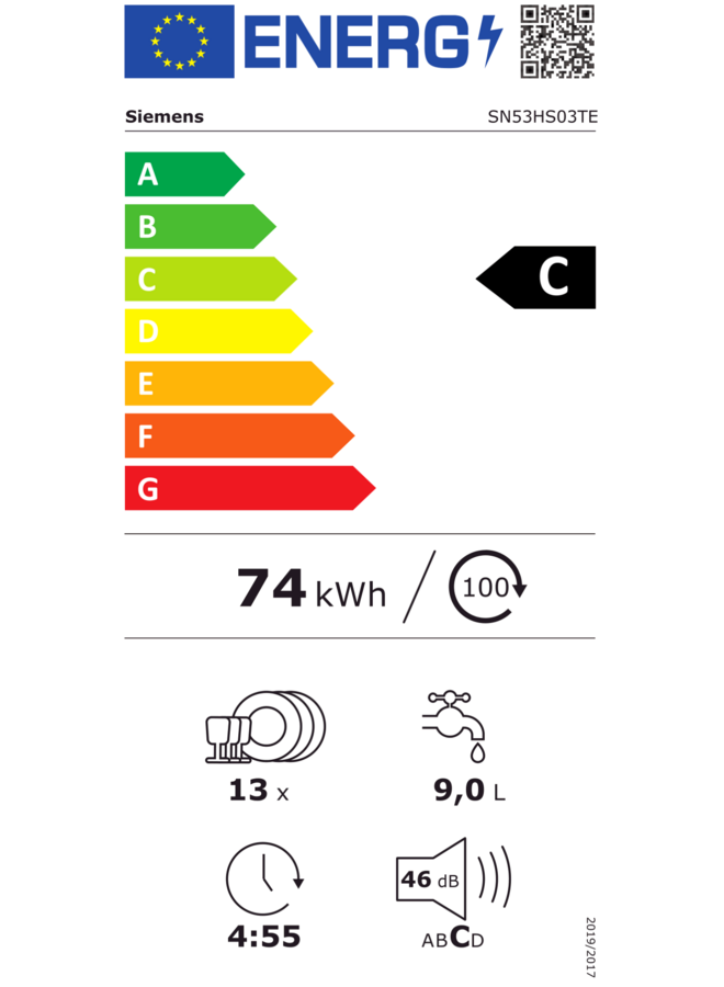Siemens SN53HS03TE | Half geintegreerde vaatwasser