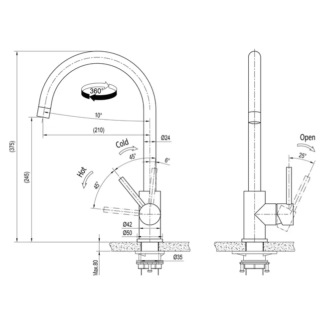 Inventum IMK601BS | Mengkraan | Zwarte RVS | C uitloop