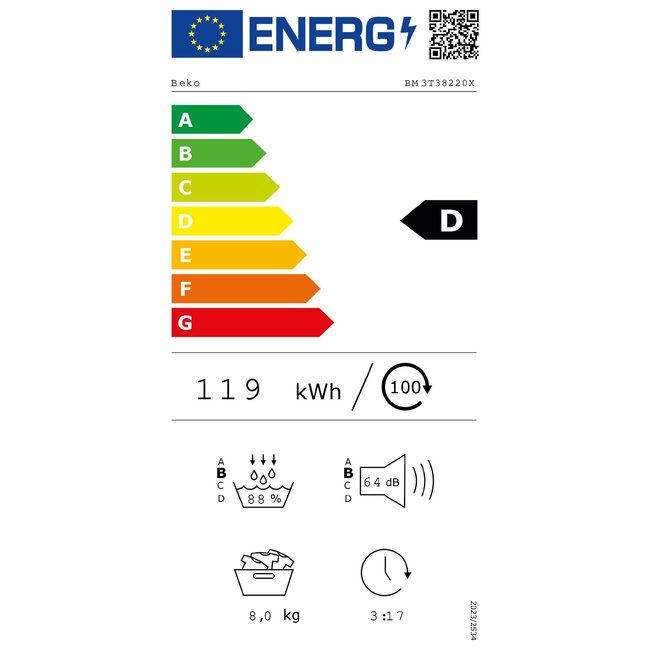 Beko BM3T38220X | Warmtepompdroger | 8 kg