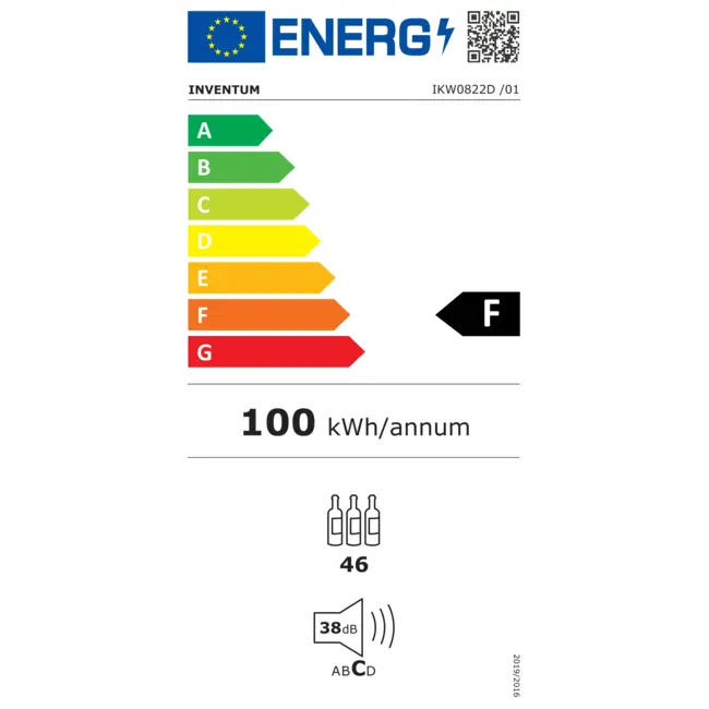 Inventum IKW0822D Wijnklimaatkast - Onderbouw 82 cm - 46 flessen