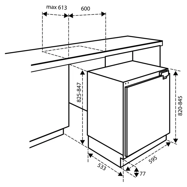 Inventum IKW0822D Wijnklimaatkast - Onderbouw 82 cm - 46 flessen
