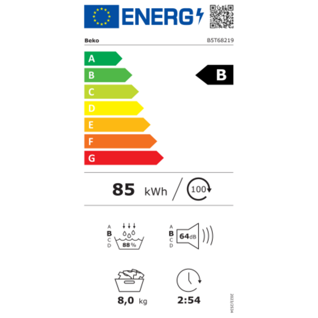 Beko B5T68219 | Warmtepompdroger | 8 kg |  B label