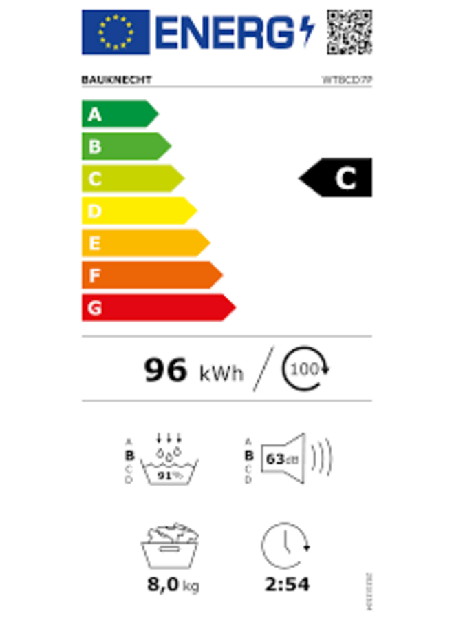 Bauknecht WT8CD7P | Warmtepompdroger | 8 kg | C Label