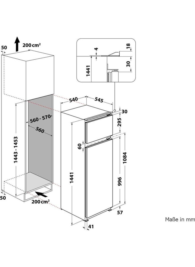 Privileg PRT 14S2 | Inbouw koelvriescombinatie | 144.1 cm