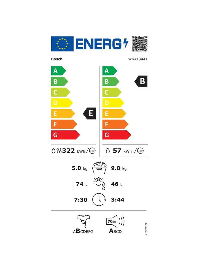 Bosch WNA13441 | Wasdroogcombinatie | 9 - 5 kg Iron Assist