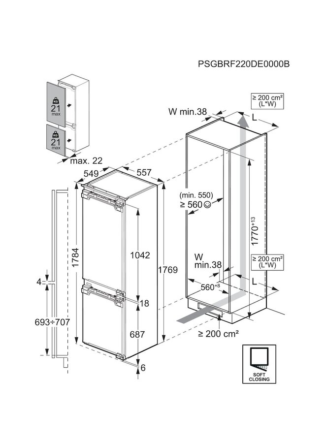 AEG TSC8M18WCC | Inbouw koelvriescombinatie | C | Nofrost