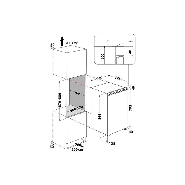 Bauknecht BKSI 9 GF 2 | Inbouw koelkast | 88 cm