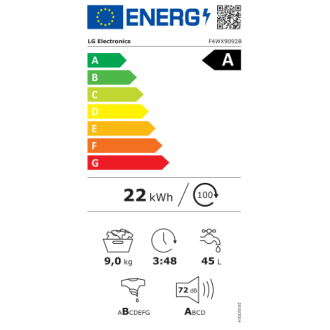 LG F4WX9092B | Wasmachine | 9 kg | Ai | Zwart