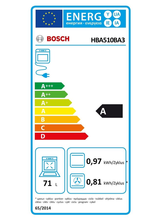 Bosch HBA510BA3 | Inbouw oven | 60 cm | Zwart