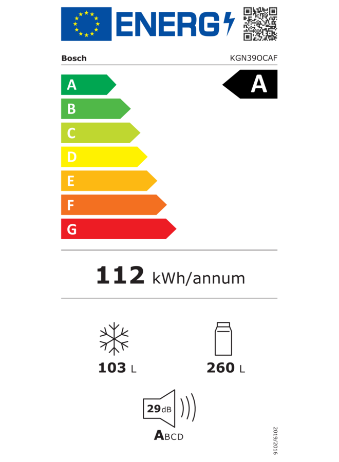 Bosch KGN39OCAF | Koelvriescombinatie | A label