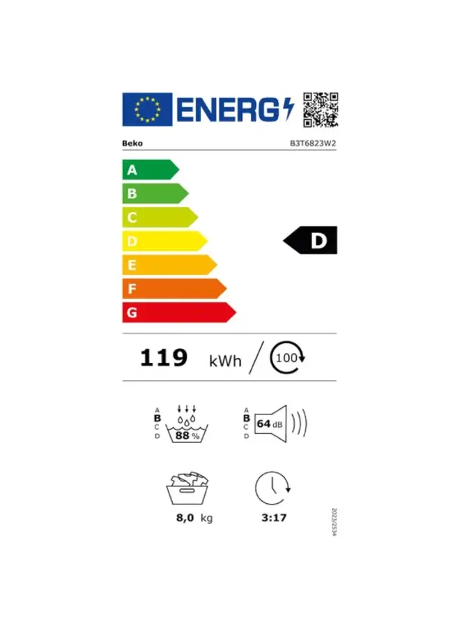 Beko B3T6823W2 | Warmtepompdroger | 8 kg | Selectiv