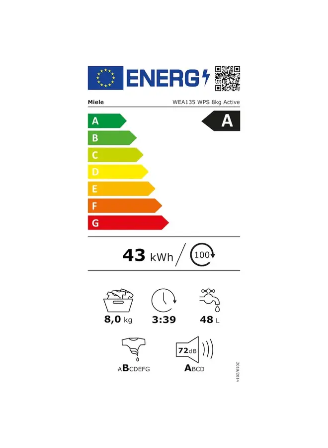 Miele  WEA135 WPS 8kg Active | Wasmachine | Label A