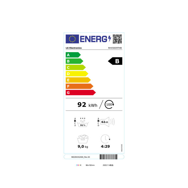 LG RHX5009THB | Warmtepompdroger | 9 kg | B | Ai